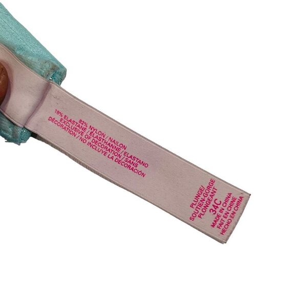 Victoria's Secret Mint Sparkle Plunge Push Up Bra - Size 34C - Picture 12 of 14